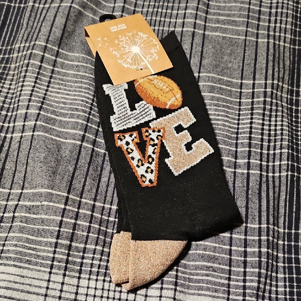 Black and Tan Love Footbal Socks